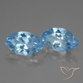 Gemas de Topacio Azul Suizo natural de 8.34 ct, Marquesa, VVS