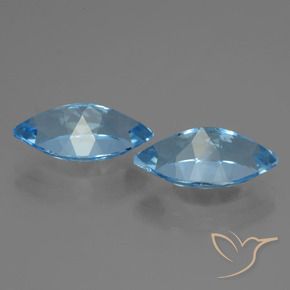 Gemas de Topacio Azul Suizo natural de 8.40 ct, Marquesa, VVS