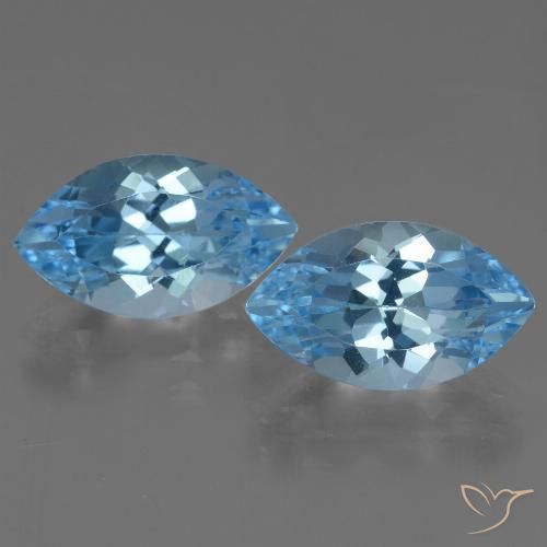 8.78ctw Natural Azul Suizo Topacio, Marquesa, VVS