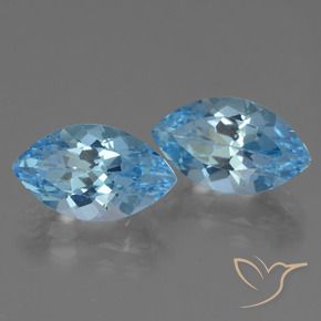 Gemas de Topacio Azul Suizo natural de 8.78 ct, Marquesa, VVS