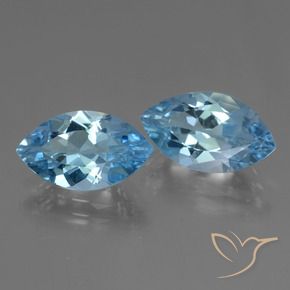 Gemas de Topacio Azul Suizo natural de 8.27 ct, Marquesa, VVS-VS