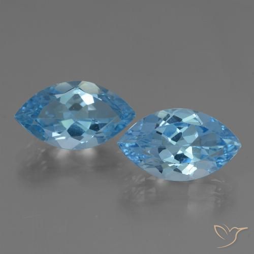 8.49ctw Natural Azul Suizo Topacio, Marquesa, VVS-VS