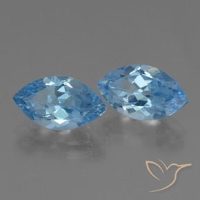 Gemas de Topacio Azul Suizo natural de 8.49 ct, Marquesa, VVS-VS