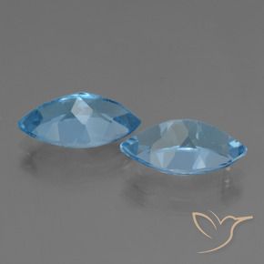 Gemas de Topacio Azul Suizo natural de 8.49 ct, Marquesa, VVS-VS