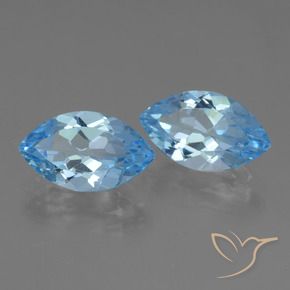 Gemas de Topacio Azul Suizo natural de 8.06 ct, Marquesa, VVS