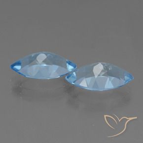Gemas de Topacio Azul Suizo natural de 8.06 ct, Marquesa, VVS