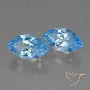 Gemas de Topacio Azul Suizo natural de 8.45 ct, Marquesa, VVS