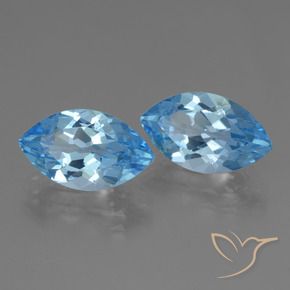 Gemas de Topacio Azul Suizo natural de 8.23 ct, Marquesa, VVS