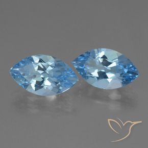 Gemas de Topacio Azul Suizo natural de 7.88 ct, Marquesa, VVS-VS