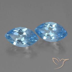 Gemas de Topacio Azul Suizo natural de 7.93 ct, Marquesa, VVS-VS