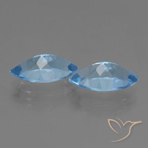 Gemas de Topacio Azul Suizo natural de 7.93 ct, Marquesa, VVS-VS