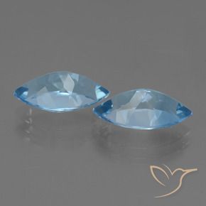 Gemas de Topacio Azul Suizo natural de 8.22 ct, Marquesa, VVS-VS
