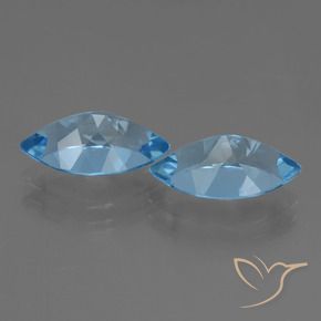 Gemas de Topacio Azul Suizo natural de 8.19 ct, Marquesa, VVS