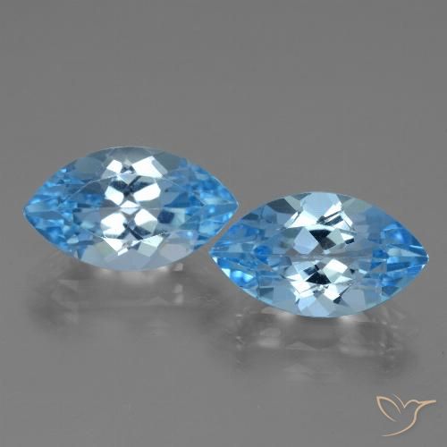 Gemas de topacio azul suizo natural de 8,55 ct, marquesa, VVS
