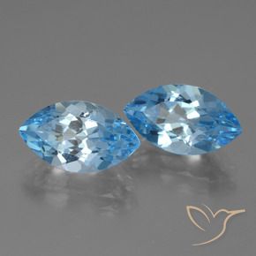 Gemas de topacio azul suizo natural de 8,55 ct, marquesa, VVS