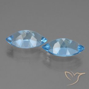Gemas de topacio azul suizo natural de 8,55 ct, marquesa, VVS