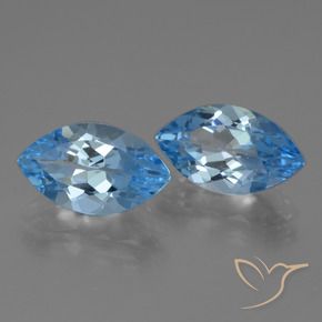 Gemas de Topacio Azul Suizo natural de 8.53 ct, Marquesa, VVS