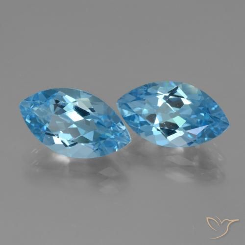 Gemas de Topacio Azul Suizo natural de 8.16 ct, Marquesa, VVS