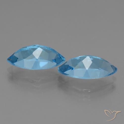 Gemas de Topacio Azul Suizo natural de 8.16 ct, Marquesa, VVS
