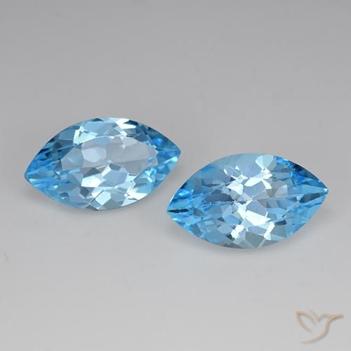 Gemas de Topacio Azul Suizo natural de 8.12 ct, Marquesa, VVS