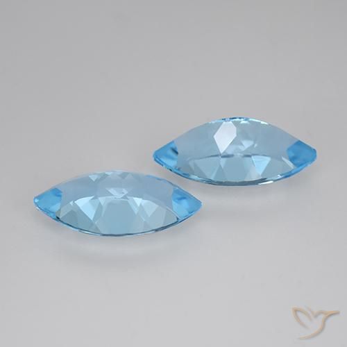 Gemas de Topacio Azul Suizo natural de 8.12 ct, Marquesa, VVS