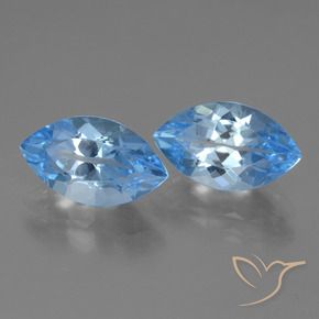 Gemas de Topacio Azul Suizo natural de 8.74 ct, Marquesa, VVS