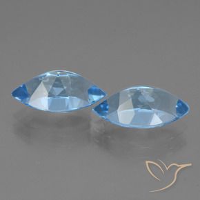 Gemas de Topacio Azul Suizo natural de 8.74 ct, Marquesa, VVS