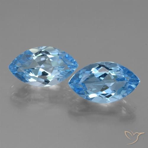 8.73ctw Natural Azul Suizo Topacio, Marquesa, VVS-VS