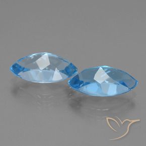 Gemas de Topacio Azul Suizo natural de 8.73 ct, Marquesa, VVS-VS