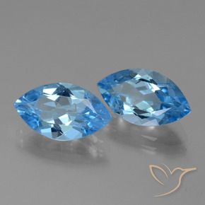 Gemas de Topacio Azul Suizo natural de 8.09 ct, Marquesa, VVS-VS