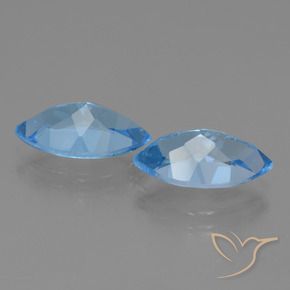 Gemas de Topacio Azul Suizo natural de 8.09 ct, Marquesa, VVS-VS
