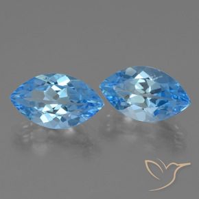 Gemas de Topacio Azul Suizo natural de 8.55 ct, Marquesa, VVS-VS