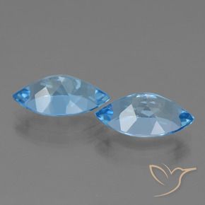 Gemas de Topacio Azul Suizo natural de 8.55 ct, Marquesa, VVS-VS