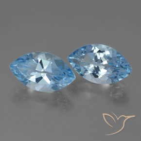 Gemas de Topacio Azul Suizo natural de 8.39 ct, Marquesa, VVS