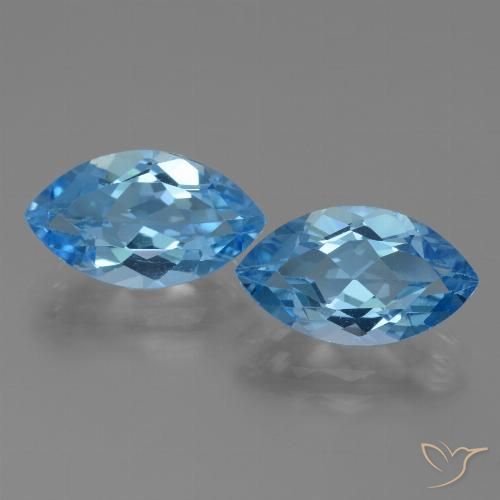 8.71ctw Natural Azul Suizo Topacio, Marquesa, VVS-VS