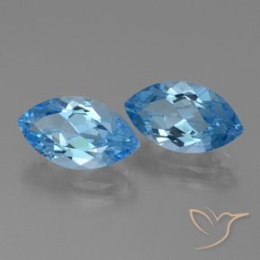 Gemas de Topacio Azul Suizo natural de 8.71 ct, Marquesa, VVS-VS
