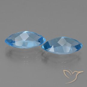 Gemas de Topacio Azul Suizo natural de 8.71 ct, Marquesa, VVS-VS