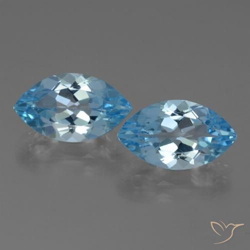 Gemas de topacio azul natural de 8,06 ct, marquesa, VVS