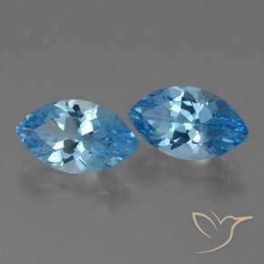Gemas de Topacio Azul Suizo natural de 8.14 ct, Marquesa, VVS-VS