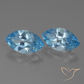 Gemas de Topacio Azul Cielo natural de 8.11 ct, Marquesa, VVS
