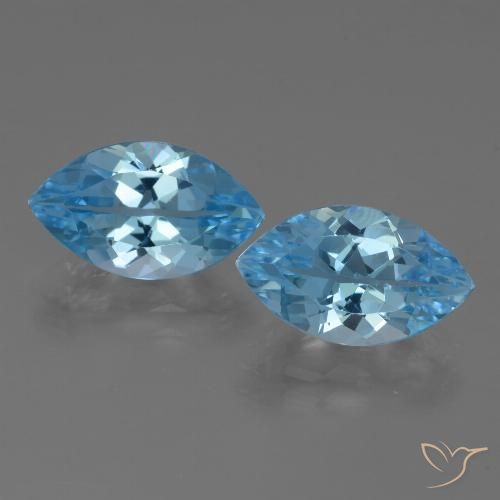 8.32ctw Natural Azul Suizo Topacio, Marquesa, VVS-VS