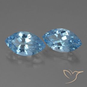 Gemas de Topacio Azul Suizo natural de 8.06 ct, Marquesa, VVS-VS