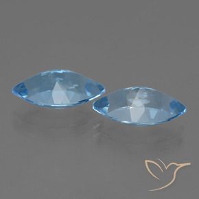 Gemas de Topacio Azul Suizo natural de 8.06 ct, Marquesa, VVS-VS