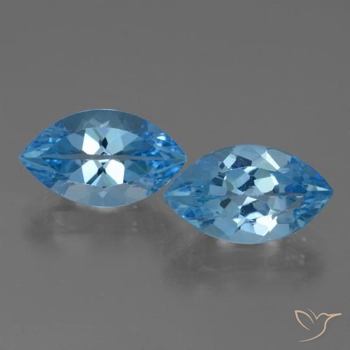 8.68ctw Natural Azul Suizo Topacio, Marquesa, VVS