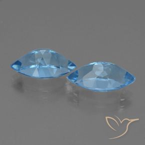 Gemas de Topacio Azul Suizo natural de 8.68 ct, Marquesa, VVS