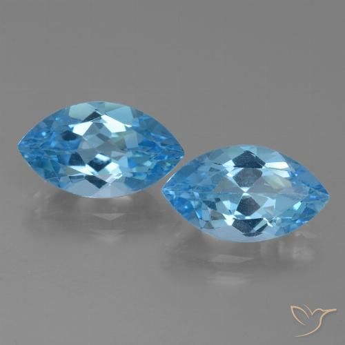 8.32ctw Natural Azul Suizo Topacio, Marquesa, VVS-VS