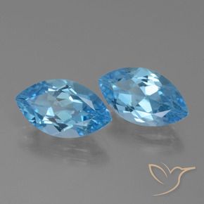 Gemas de Topacio Azul Suizo natural de 8.32 ct, Marquesa, VVS-VS