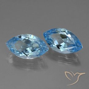 Gemas de Topacio Azul Cielo natural de 8.11 ct, Marquesa, VVS