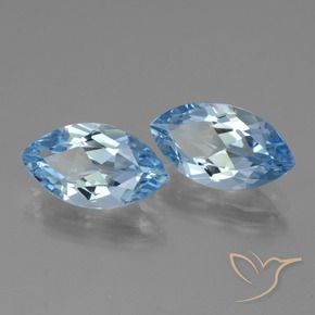 Gemas de Topacio Azul Suizo natural de 7.94 ct, Marquesa, VVS