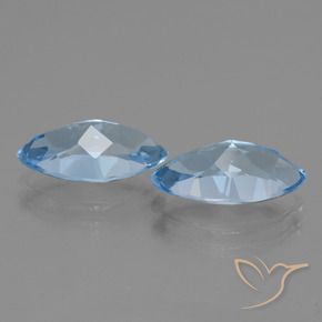 Gemas de Topacio Azul Suizo natural de 7.94 ct, Marquesa, VVS